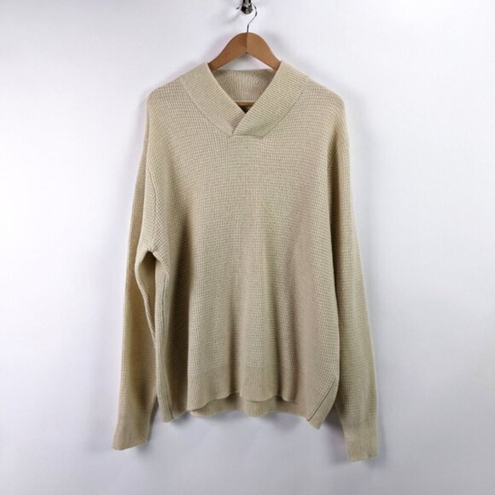 Schott Bros. Size 2XL Mens Wool Blend V-neck Waffle Knit Pullover Sweater